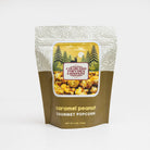 Colorado Popcorn Company caramel peanut popcorn in a 5 oz bag, featuring crunchy caramel-coated popcorn with peanuts.