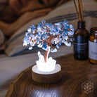 Aquamarine Tree Guardian Angel Night Light by Conscious Items, decorative lamp of protection with a serene angel design.