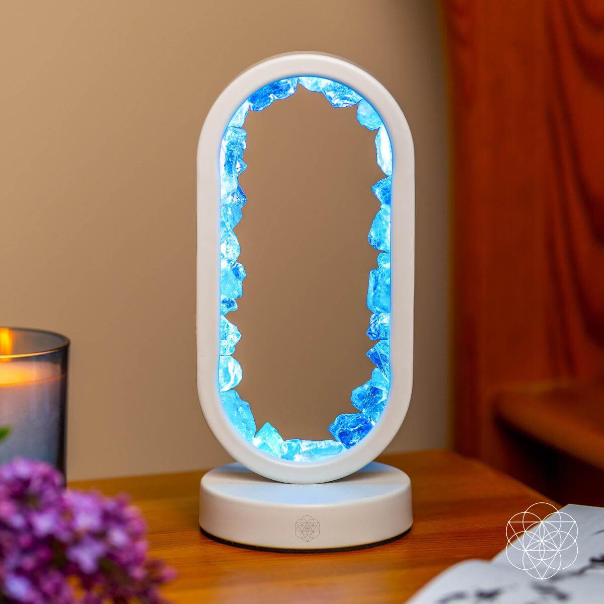 Clear quartz night light by Conscious Items featuring a sleek design symbolizing achievement and success.