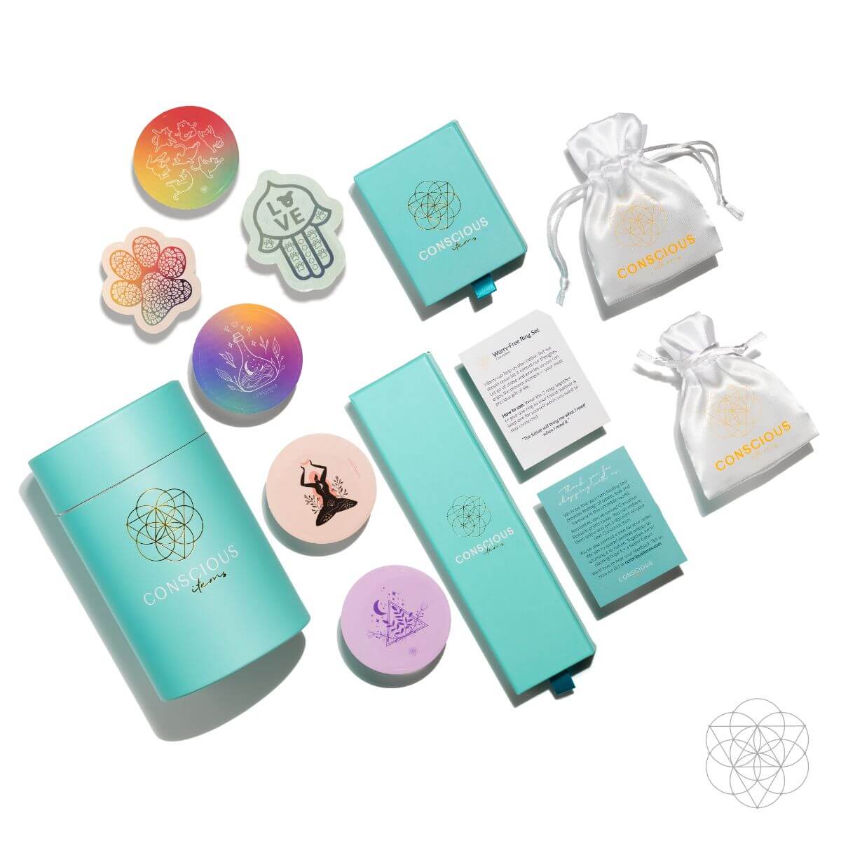 Rainbow After the Storm Clear Quartz Night Light by Conscious Items showing a colorful, glowing lamp of hope with a rainbow design.