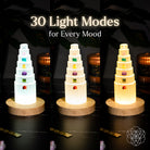 Night light featuring a glass lamp with seven healing stones, designed to promote relaxation and stress relief.