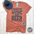 Country music and beer graphic short sleeve tee by The Graphic Tee, featuring a casual design with country music and beer motifs.