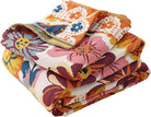 CozyNest Decor boho muslin blanket for adults, 80x90 inches, floral daisy pattern, soft 100% cotton summer cooling bed coverlet.