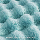 Blue Faux Fur Throw Blanket by CozyNest Decor, plush and thick twin bed blanket with cozy bubble texture for warmth.