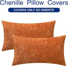 CozyNest Decor CaliTime fall throw pillow covers, 16x26 inches, burnt orange chenille cushion cases for couch, sofa, or bed decor.