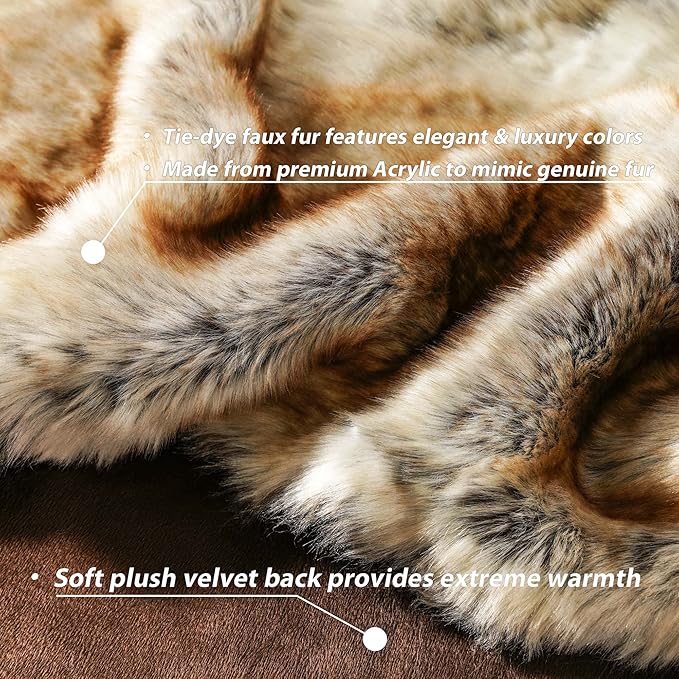 CozyNest Decor large brown faux fur throw blanket for bed and couch, super soft, reversible plush velvet, 60x80 inches, warm and fuzzy.
