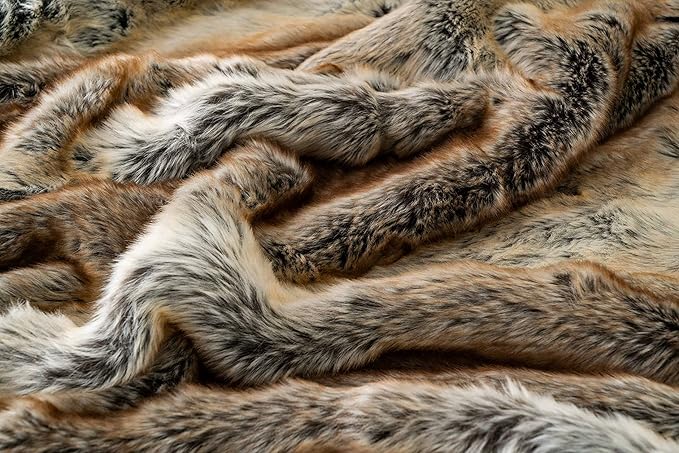 CozyNest Decor large brown faux fur throw blanket, 60x80 inches, super soft fuzzy reversible blanket for bed or couch warmth and comfort.