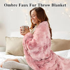 CozyNest Decor two-sided faux fur throw blanket with fluffy, ultra-soft minky fabric, perfect for couch or bed comfort.