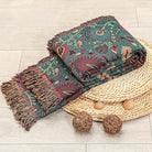 CozyNest Decor boho fall throw blanket with floral print, ultra-soft breathable cotton for bed or couch, 90 x 98 inches.