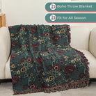 CozyNest Decor boho fall throw blanket for bed, floral print, ultra-soft breathable cotton, farmhouse rustic decor for couch or sofa.