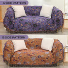 CozyNest Decor boho purple floral fall throw blanket for bed, soft breathable cotton, farmhouse floral quilt for couch or sofa.