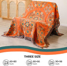 CozyNest Decor orange floral printed fall throw blanket for couch or bed, lightweight 100% cotton rustic quilt 60x80 inches.