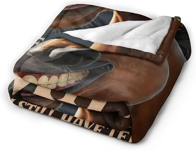 CozyNest Decor funny horse fleece throw blanket for kids and adults, soft, 60x50 inches, ideal for sofa, bed, or party decor.
