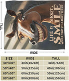 CozyNest Decor funny horse fleece throw blanket for kids and adults, 60x50 inches, perfect for sofa, bed, or party decor.
