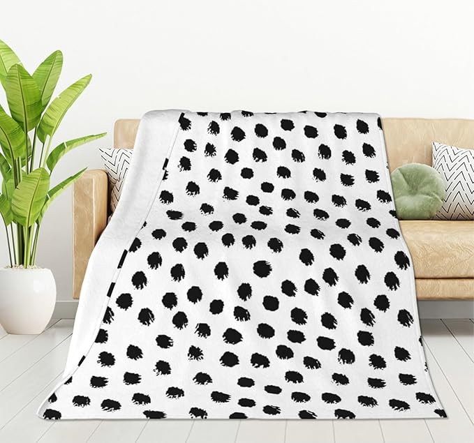 CozyNest Decor HGOD DESIGNS polka dots throw blanket with soft brush stroke dots, 50x60 inches, perfect for bed, couch, or camping.