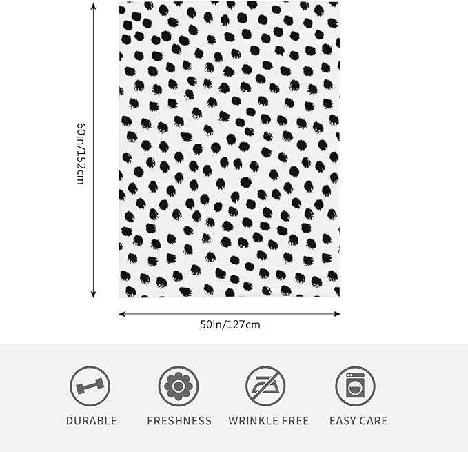 CozyNest Decor HGOD DESIGNS polka dot throw blanket with soft brush stroke pattern, 50x60 inches for bed, couch, or chair.