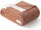 CozyNest Decor MIULEE burnt orange throw blanket, twin size, soft, fluffy knit blanket for bed, sofa, or outdoor use.