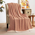 CozyNest Decor MIULEE fall burnt orange throw blanket for couch, soft fuzzy knit, 50x60 inches, perfect for sofa, bed, or outdoor use.