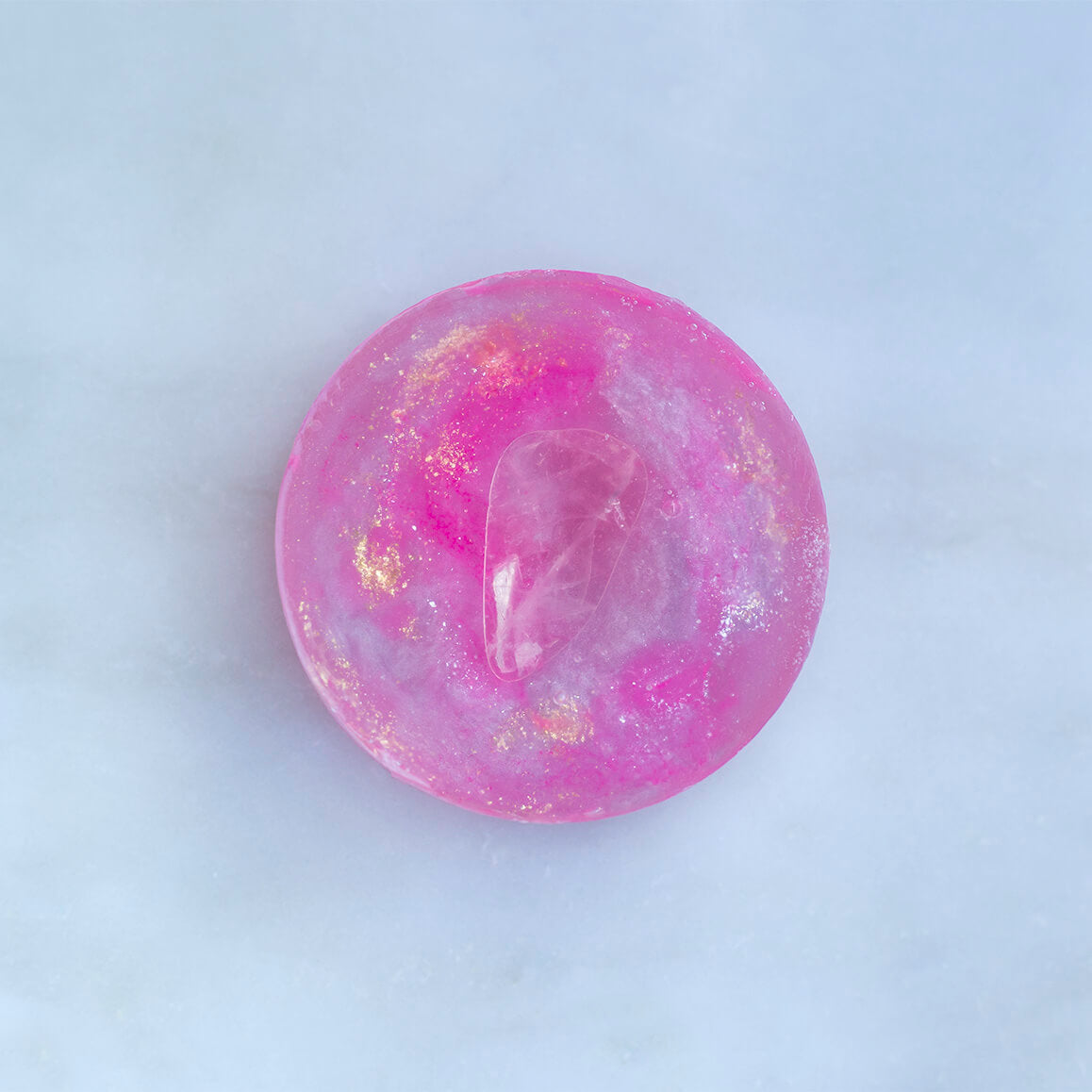 Crystal Irie April Satellite crystal soap bar with intricate design, showcasing the detailed craftsmanship of the soap.