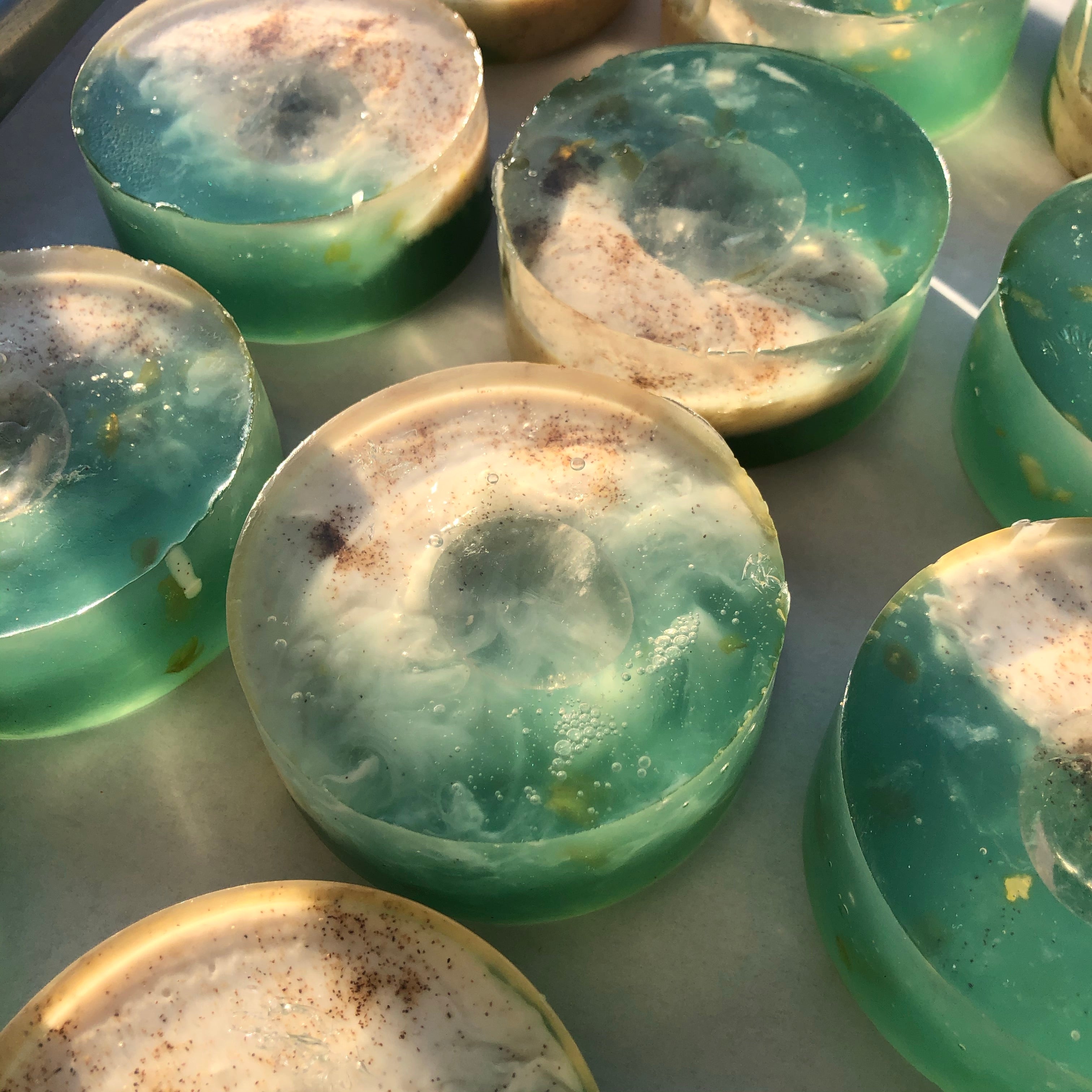Crystal Irie Beachy AF crystal soap with vibrant, colorful soap bars featuring a beach-inspired design and crystal accents.