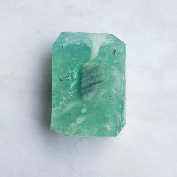 Crystal Irie Divine Truth crystal soap bar with intricate design, showcasing a smooth, polished surface and unique gemstone appearance.