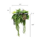Artificial hanging plant chandelier with tropical foliage, silver circular frame, UV resistant design, 23.5 inches, Designer Plants USA