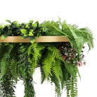 Artificial roof hanging disc with gold frame and draping faux ferns, UV resistant, 23.6 inches, from Designer Plants USA.