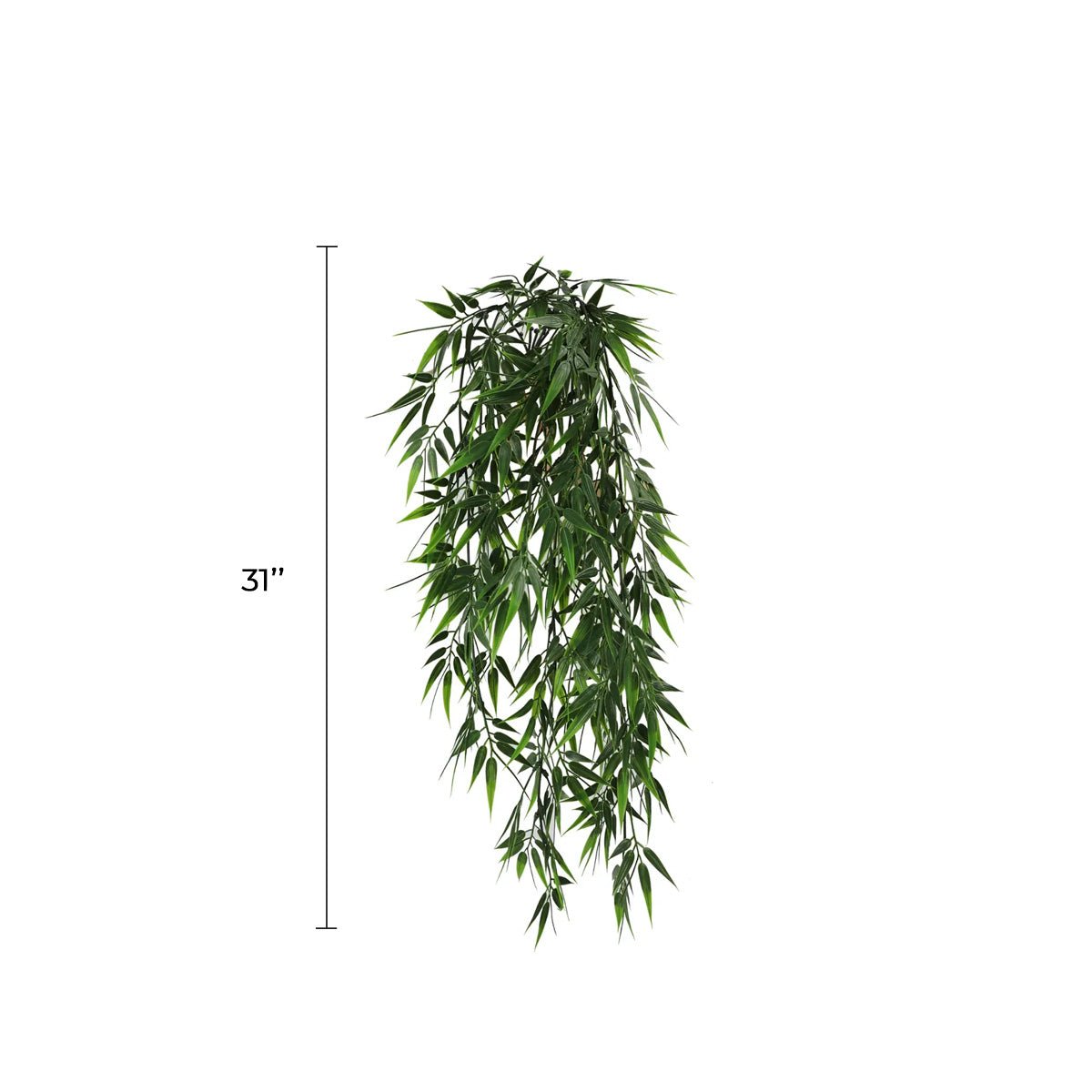 Set of 10 dark green bamboo leaf garlands, 6.7x30 inches, UV resistant, fire-rated artificial hanging plants by Designer Plants USA.