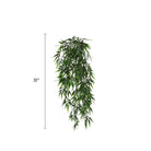 Set of 10 dark green bamboo leaf garlands, 6.7x30 inches, UV resistant, fire-rated artificial hanging plants by Designer Plants USA.