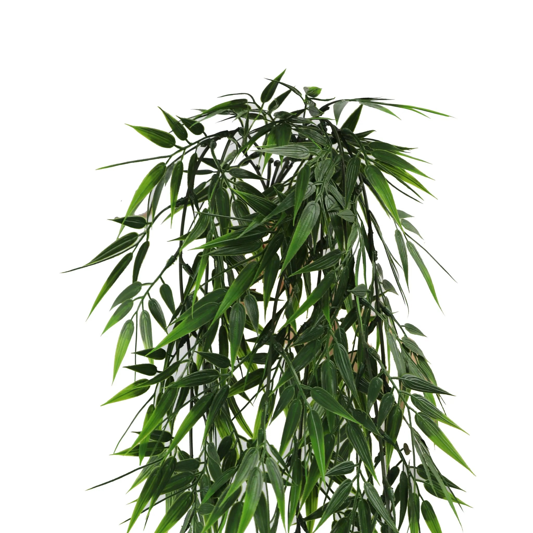 Artificial bamboo leaf garland by Designer Plants USA, UV-resistant hanging bush, 6.7x30 inches, fire-rated NFPA701, realistic foliage.