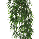 Artificial bamboo leaf garland by Designer Plants USA, UV-resistant hanging bush, fire-rated NFPA701, measures 6.7×30 inches.