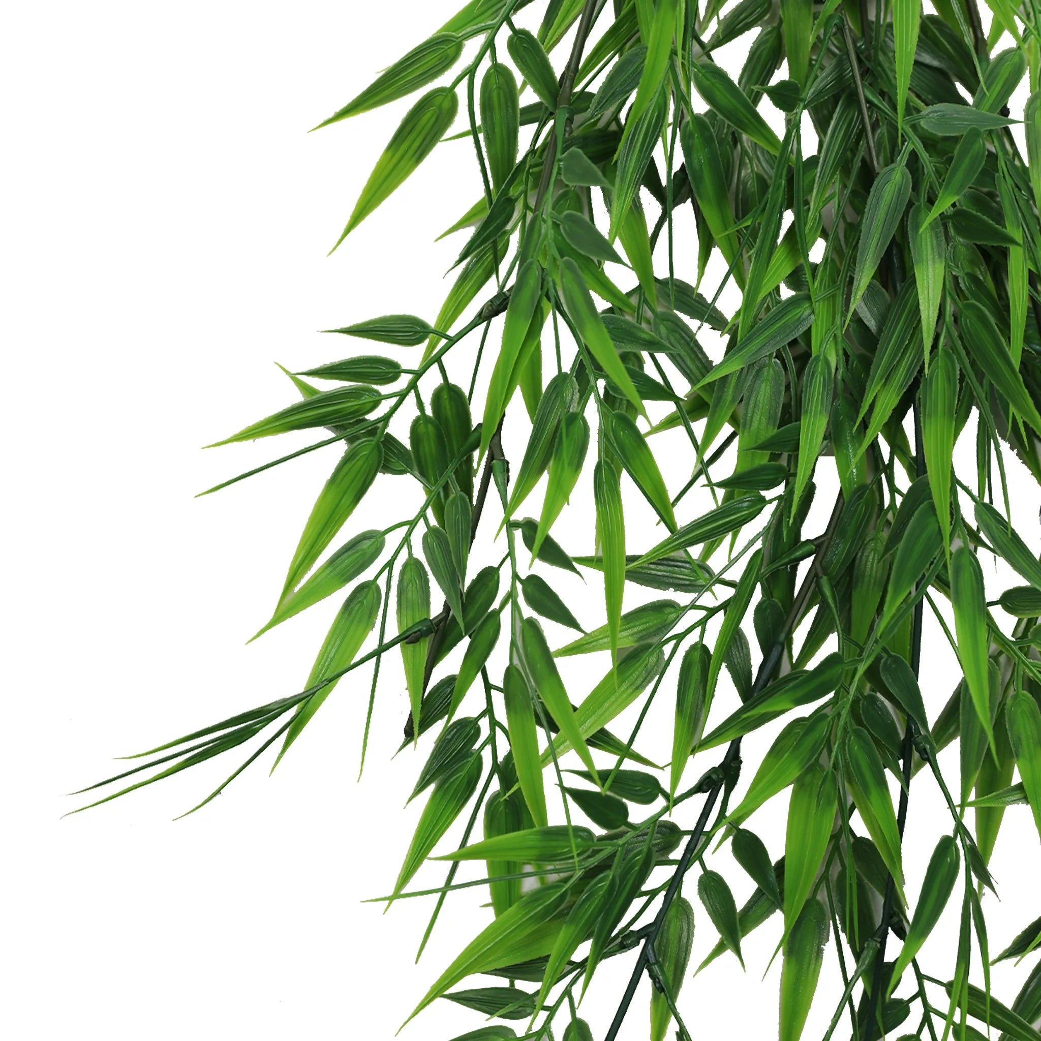 Artificial bamboo leaf garland from Designer Plants USA, UV resistant and fire-rated, measures 6.7×30 inches, ideal for hanging decor.