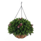 Artificial Cedar Pine Cone hanging basket, 18 inches, UV resistant, realistic cedar and pine cone plants by Designer Plants USA