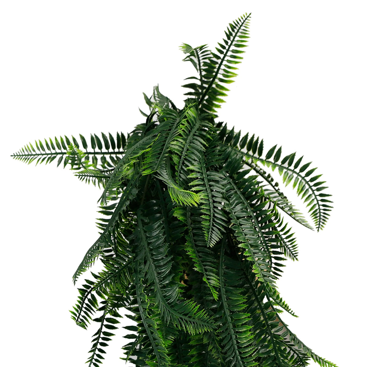 Artificial Boston Fern Garland hanging bush by Designer Plants USA, UV resistant, fire-rated, 10.6×33 inches for indoor or outdoor decor.