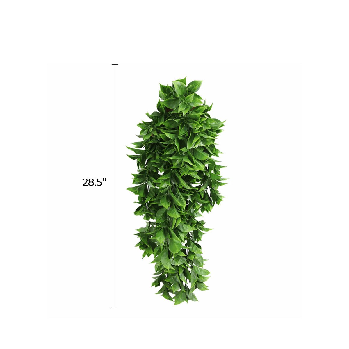 Set of 10 vivid green artificial flowering Pothos hanging bushes, UV resistant and fire rated, 10.6x28.5 inches each.