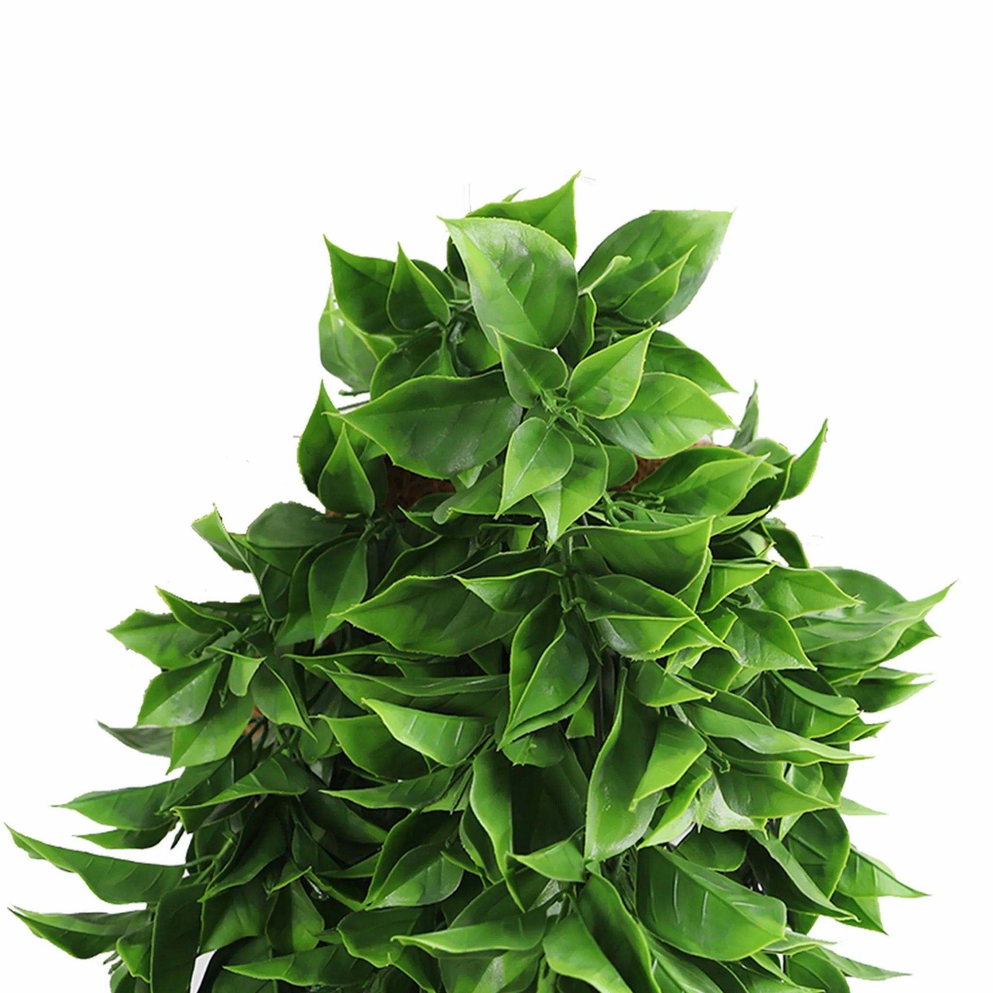 Artificial hanging Pothos bush with dense green foliage, UV resistant and fire-rated, measuring 10.6x28.5 inches, by Designer Plants USA