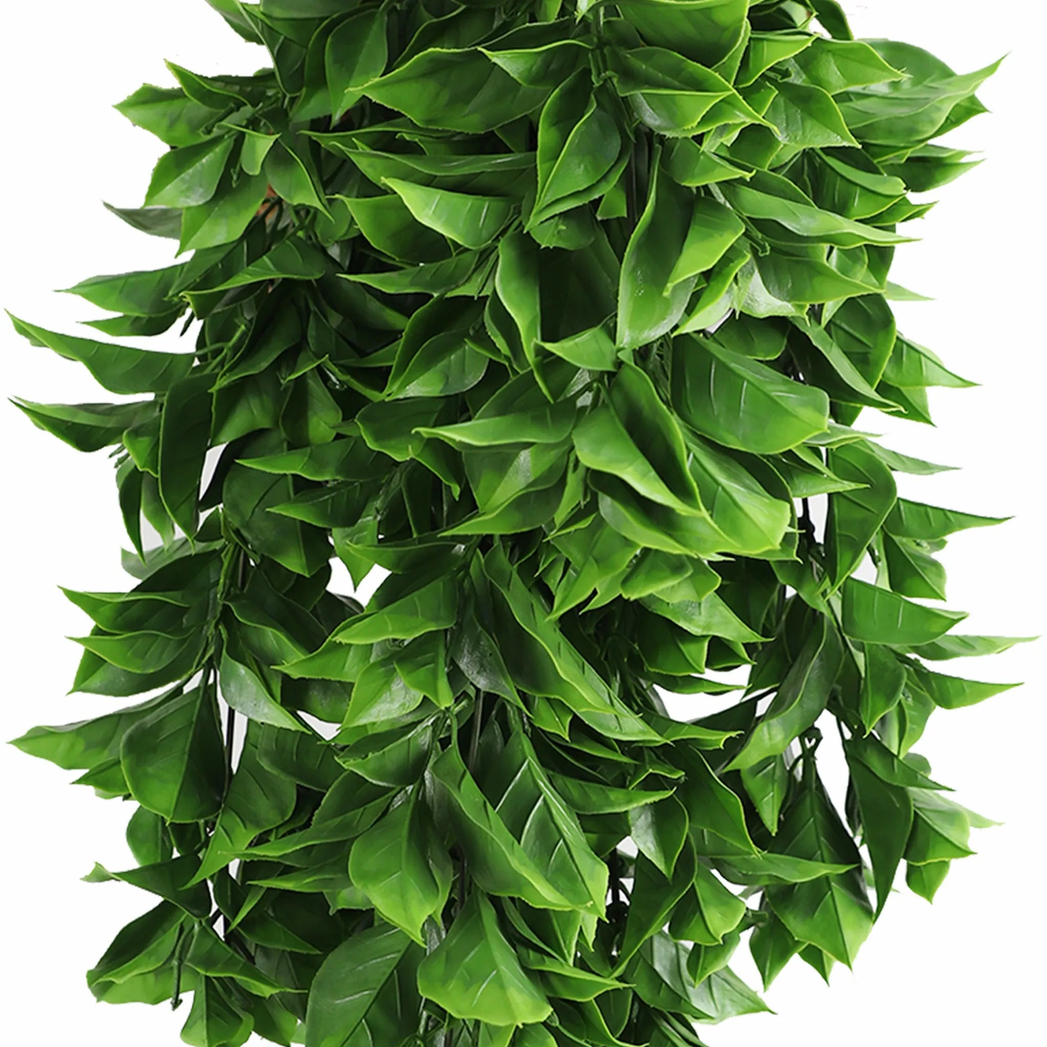 Artificial flowering pothos hanging bush by Designer Plants USA, UV resistant, NFPA701 fire-rated, 10.6×28.5 inches, lush and vibrant.