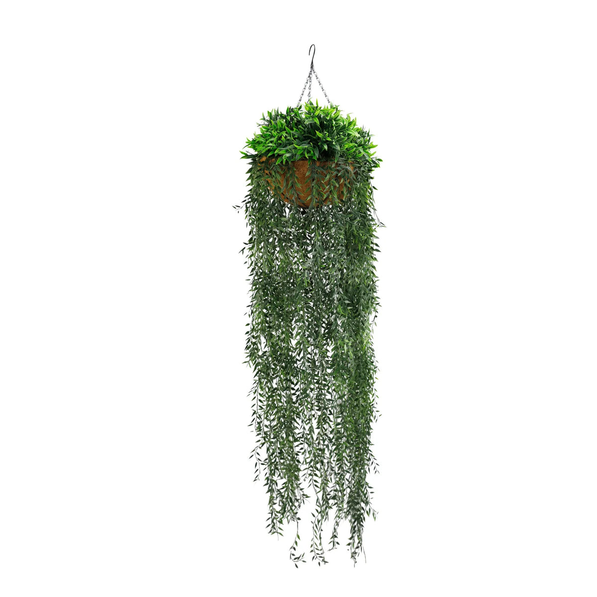 UV-resistant fern artificial hanging basket with lush green foliage, 13.8x55.1 inches, from Designer Plants USA.