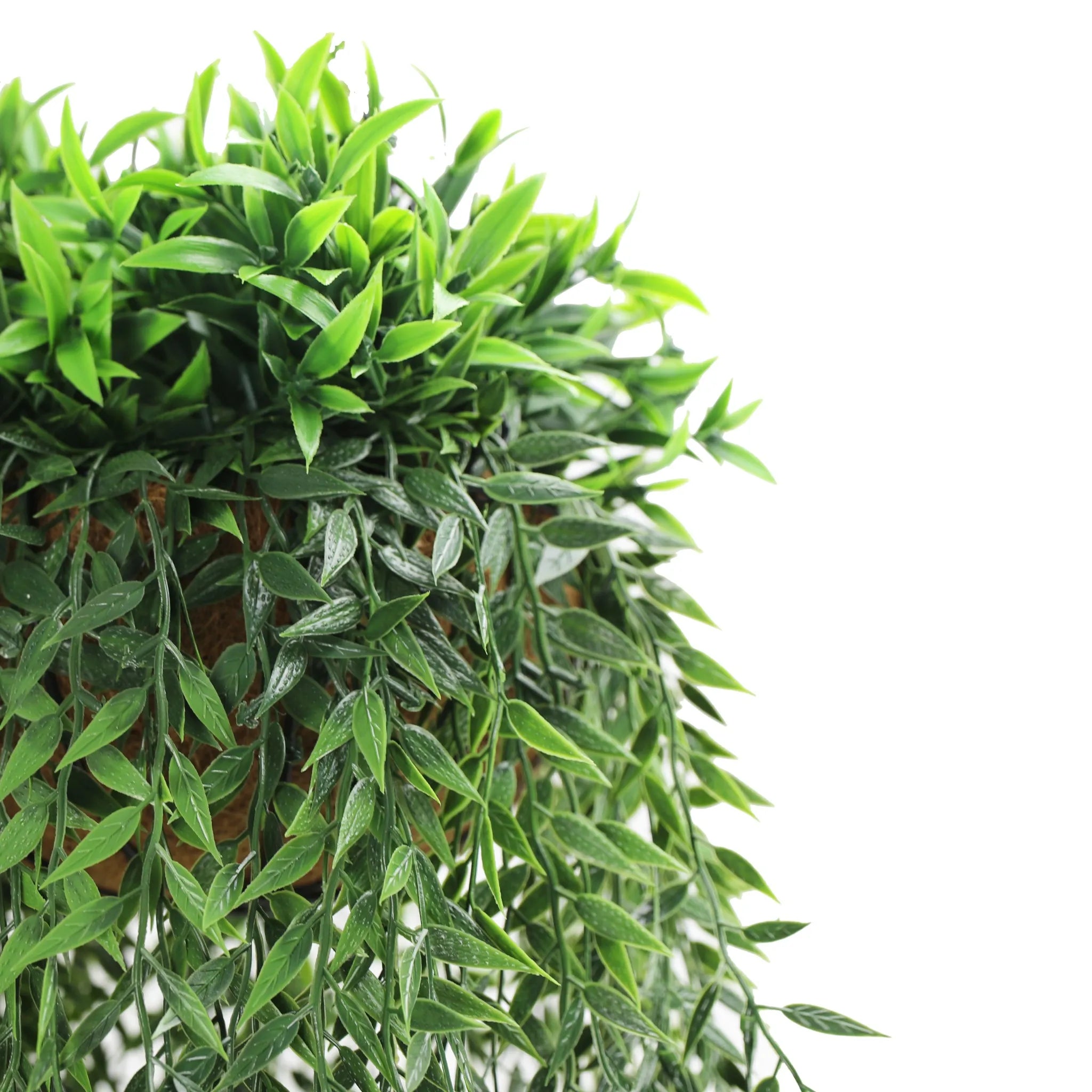 Artificial fern hanging basket from Designer Plants USA, UV resistant, lush green foliage in a 13.8×55.1-inch basket.