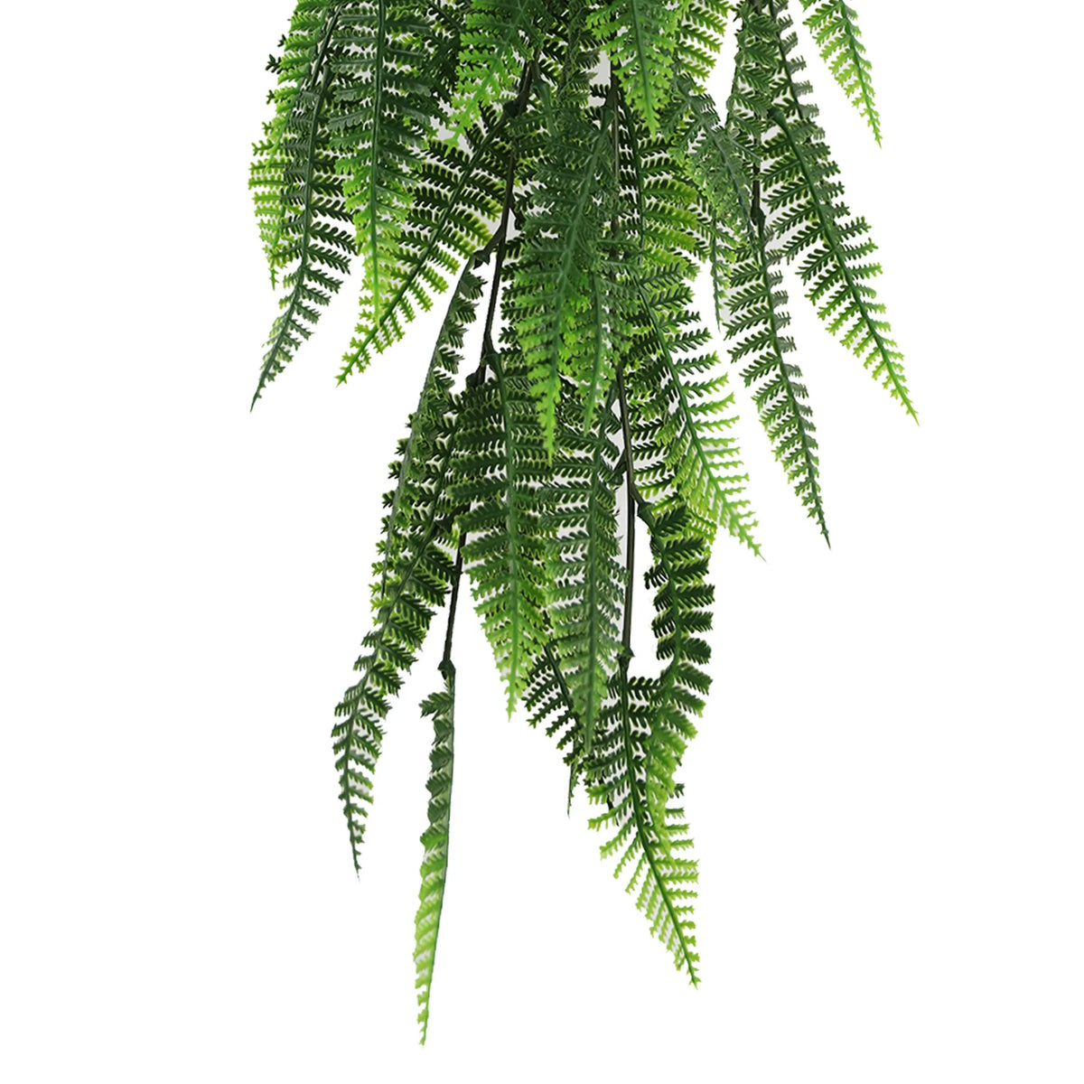 Artificial fern garland hanging bush, 7.1x30 inches, UV resistant, fire-rated NFPA701, from Designer Plants USA.