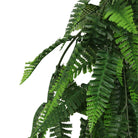 Artificial fern garland hanging bush from Designer Plants USA, UV resistant and fire-rated, measures 7.1x30 inches.