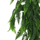 Artificial fern garland hanging bush, UV resistant and fire-rated, 7.1x30 inches, from Designer Plants USA.