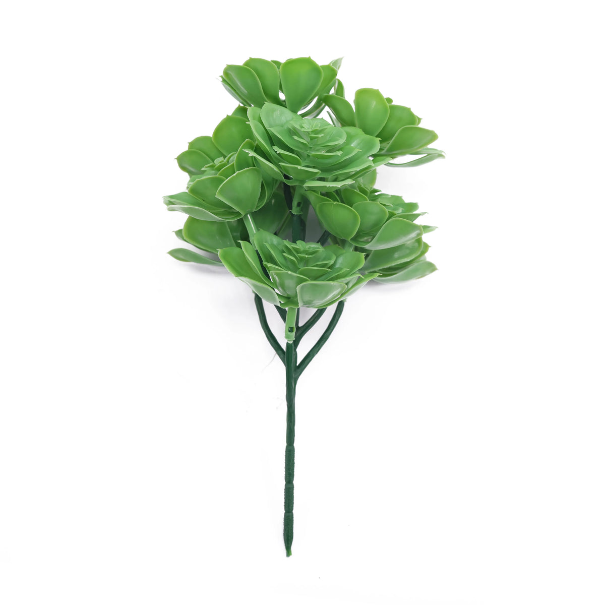 Set of five artificial green Aeonium succulent topiary plants, 11.8 inches tall, UV resistant hanging plants by Designer Plants USA