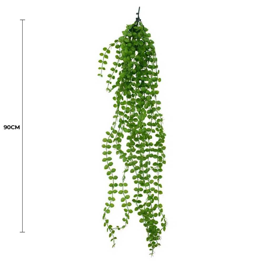 Set of 5 UV-resistant artificial hanging pearl plants from Designer Plants USA, 35 inches tall, perfect for indoor or outdoor decor.