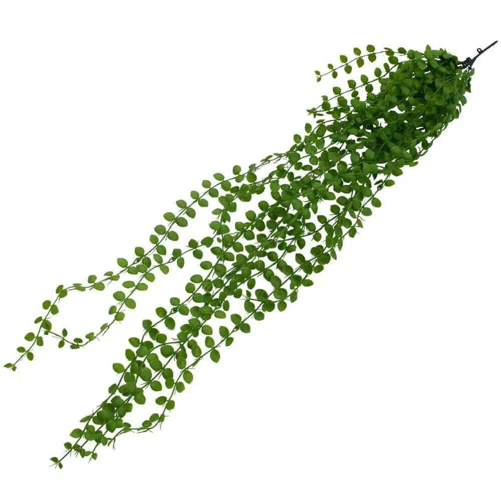 Set of 5 UV-resistant artificial hanging pearl plants, 35 inches tall, with hanging bead design for decorative wall display.