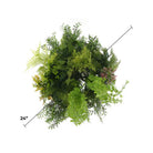 Imitation gold artificial hanging green wall disc by Designer Plants USA, UV resistant, 24-inch decorative outdoor wall plant.