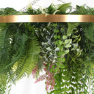 Artificial hanging green wall disc in imitation gold, 24 inches, UV resistant, from Designer Plants USA, perfect for outdoor decor.