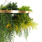 Artificial hanging green wall disc in imitation gold, 24 inches, UV resistant, from Designer Plants USA, perfect for decorative outdoor spaces.