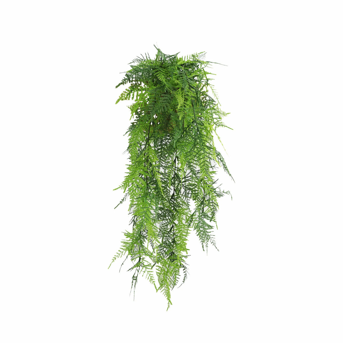 Artificial fern garland by Designer Plants USA, UV resistant hanging fern bush, fire-rated NFPA701, 5.9x30 inches.