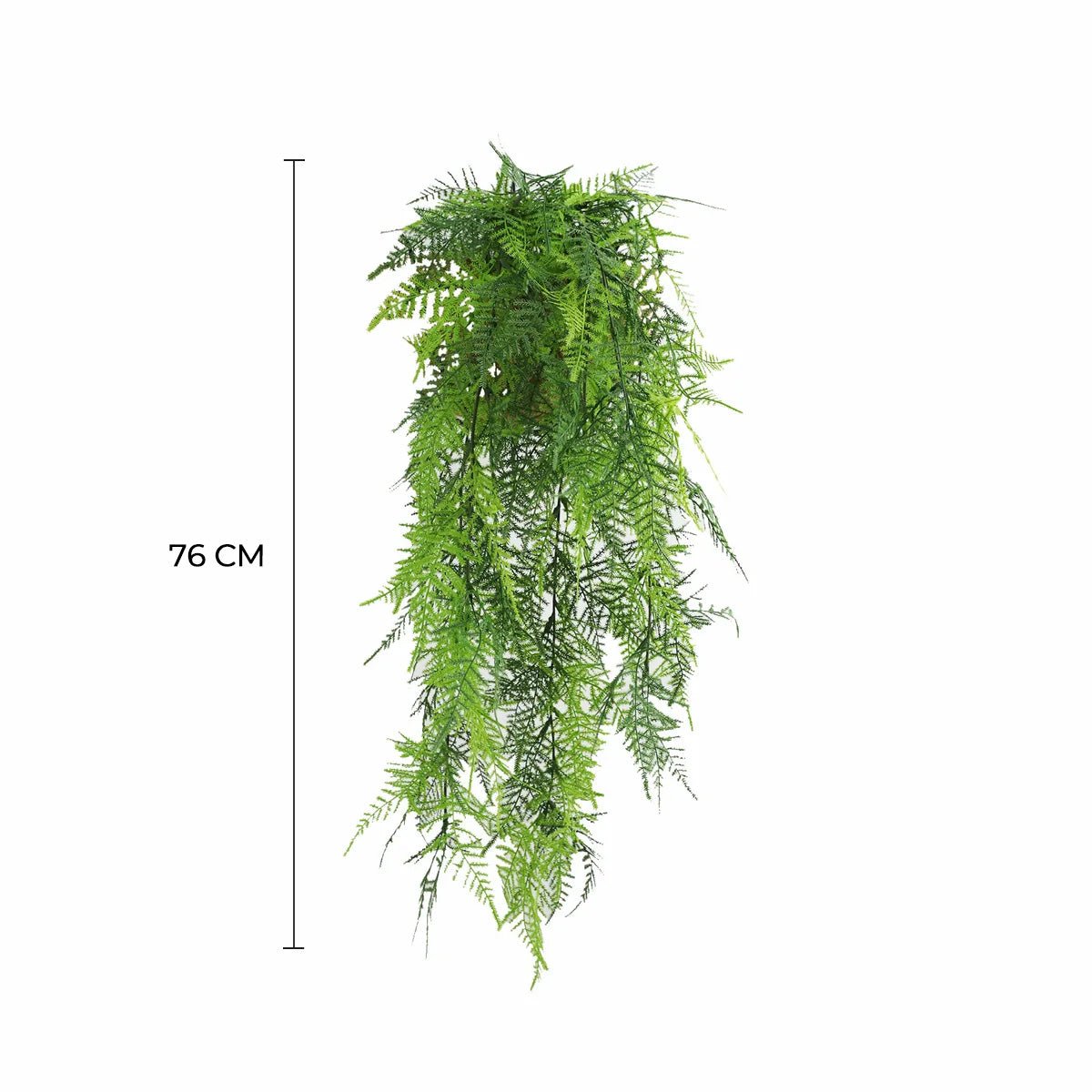 Artificial Lace Fern Garland by Designer Plants USA, vivid green, UV resistant, 5.9x30 inches, fire-rated hanging fern bush.